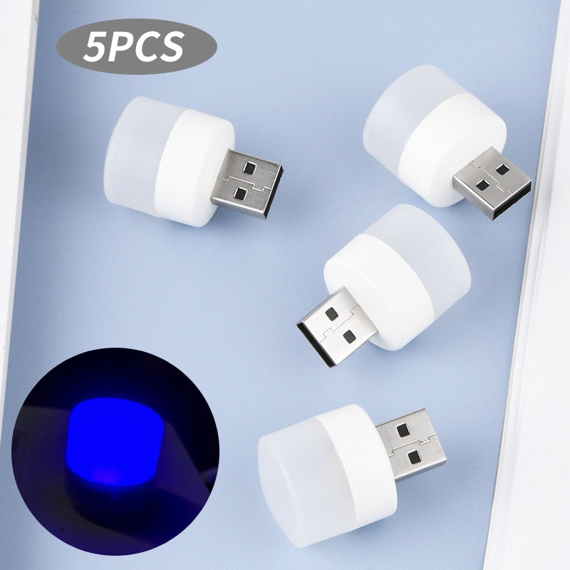 5Stk Mini USB LED Nachtlicht Augenschutz Lampe Computer Nachtlampe Warmweiß