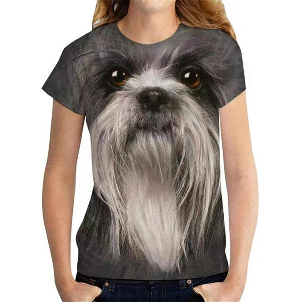 Damen Sommer Top 3D Katzen T-Shirt Rundhals Streetwear lockeres Damentop