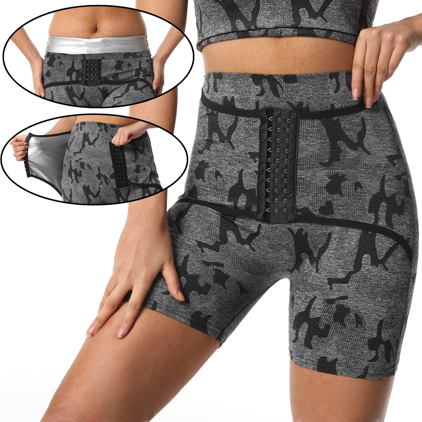Damen Neopren Sauna Hose Schwitzhose Yogahose Thermoeffekt Abnehmen Hose Leggins