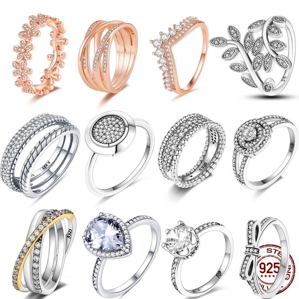 Massiv Sterling Silber 925 Ring filigran Fashion Damenring mit AAA Zirkonia