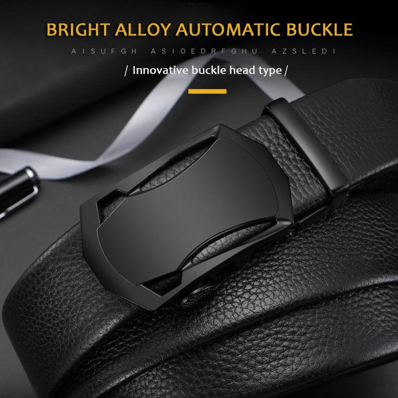 Neue Herren Gürtel Automatik Eckig Schnalle Schwarz Herrengürtel Luxusgürtel