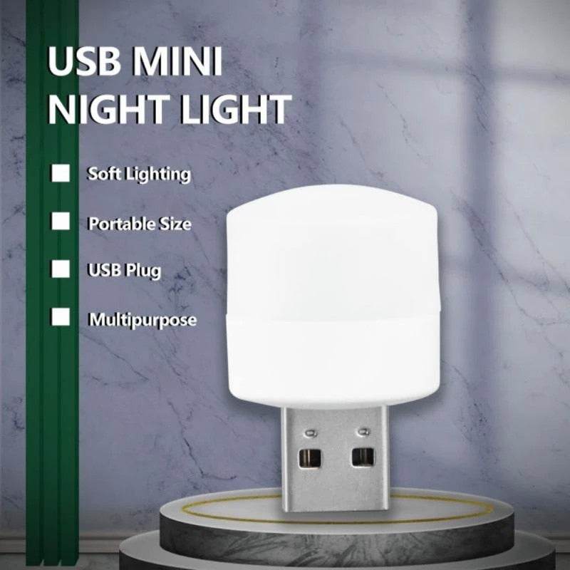 5Stk Mini USB LED Nachtlicht Augenschutz Lampe Computer Nachtlampe Warmweiß