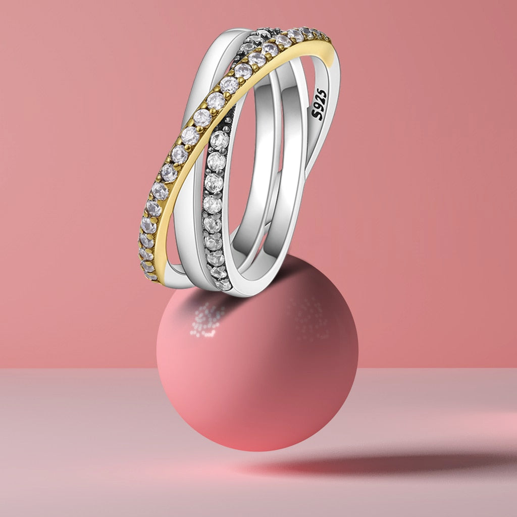 Massiv Sterling Silber 925 Ring filigran Fashion Damenring mit AAA Zirkonia