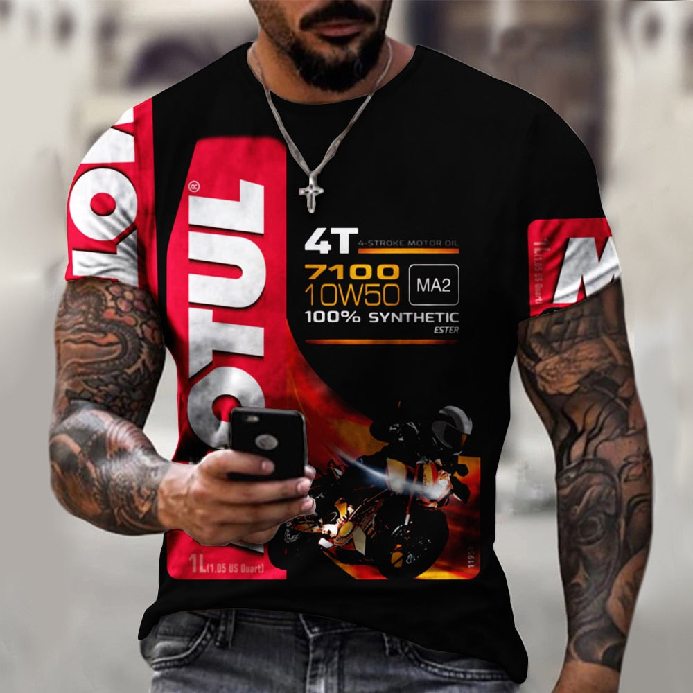 Fashion Herren Vintage Motorsport 3D T-Shirt Rundhals Unisex Sommer Streetwear