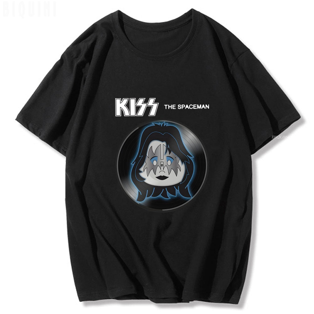 Herren 3D T-Shirt Rundhals Unisex Kiss Streetwear Hard Rock Band 100% Baumwolle