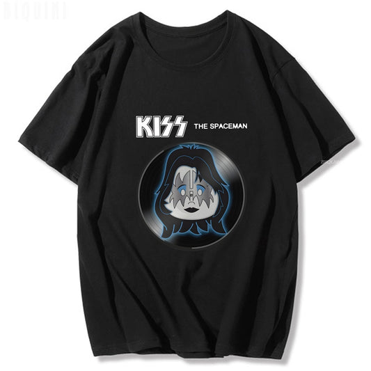 Herren 3D T-Shirt Rundhals Unisex Kiss Streetwear Hard Rock Band 100% Baumwolle