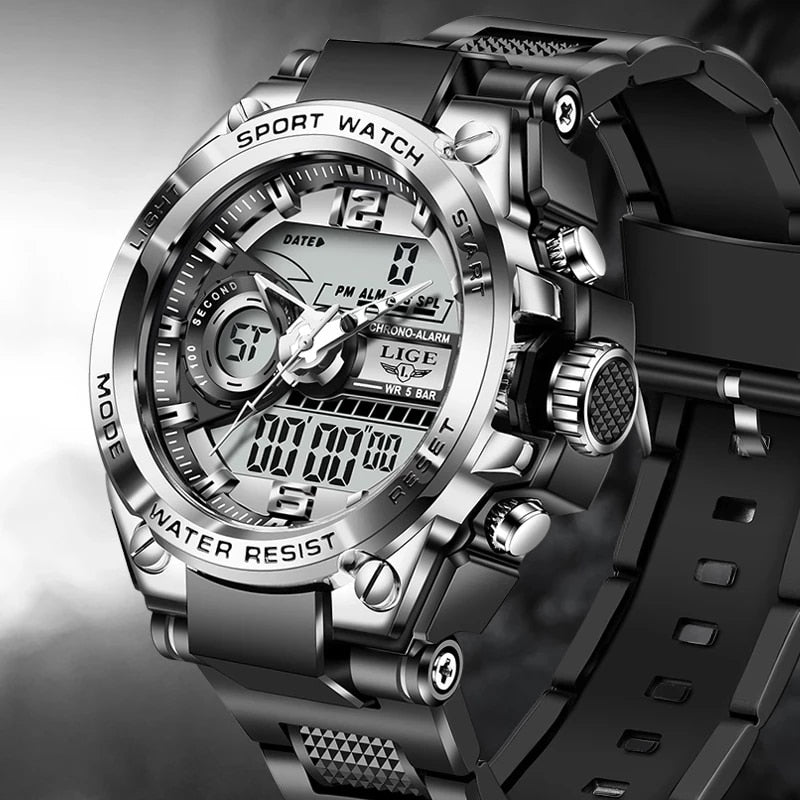 Orologio Uomo Quarzo Acciaio Inossidabile Orologio digitale Cronografo sportivo