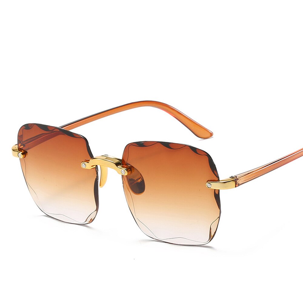 Damen Randlose Sonnenbrille Luxus Quadratische Gläser UV400 Brillen Retro Fashion