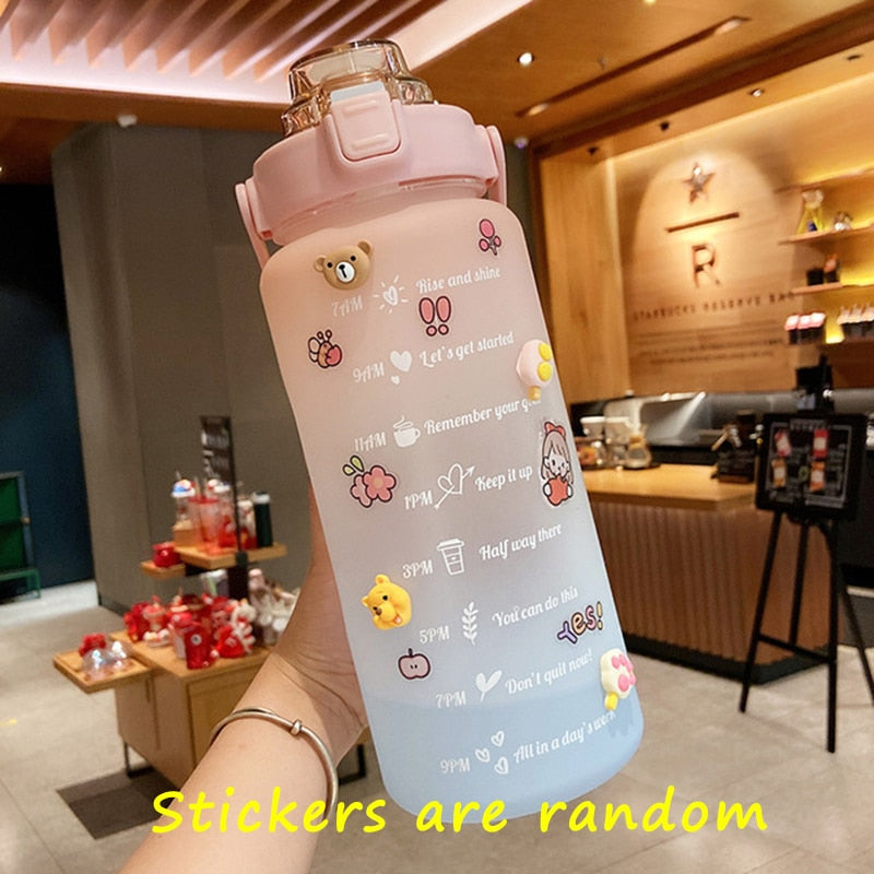 2L Trinkflasche Sportflasche Wasserflasche Getränkeflasche BPA-frei Tritanflasche