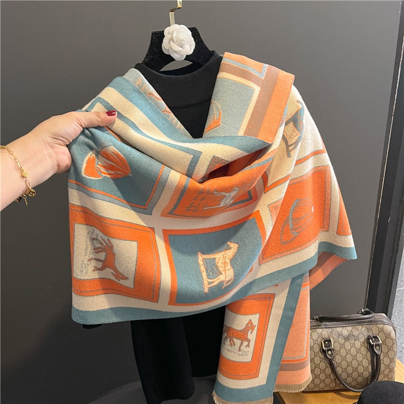 XXL Damen Winterschal Kaschmir Viskose Stola Schlauchschal  Halstuch Strickschal Loop NEU