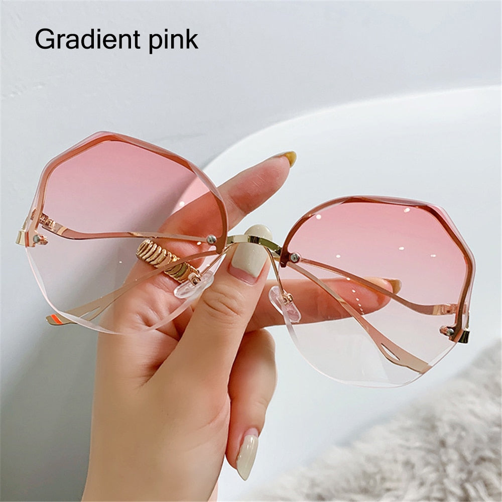 Damen Herren Randlose Sonnenbrille Luxus Shades UV400 Brillen Sonnenbrillen Neu