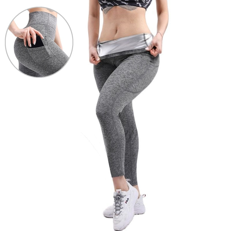 Damen Neopren Sauna Hose Schwitzhose Yogahose Thermoeffekt Abnehmen Hose Leggins