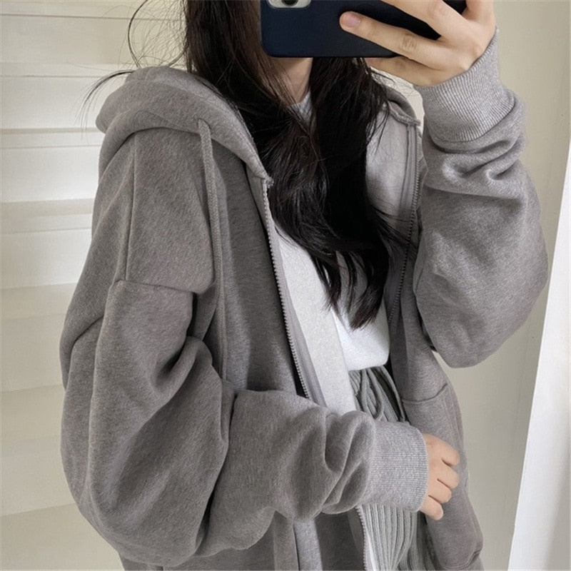 Kapuzenpullover Sweatjacke Zip Hoodie Sweatshirt Pullover Pulli Damen