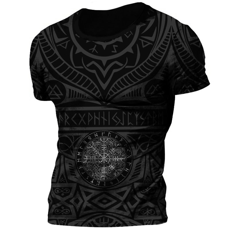 Herren Viking Tattoo 3D T-Shirt Rundhals Unisex Sommer Streetwear
