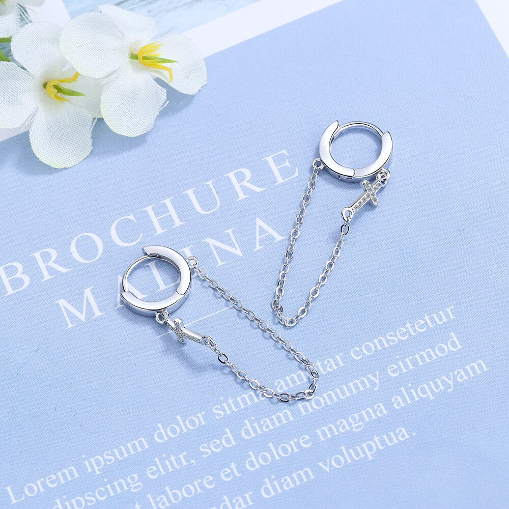 1 Paar Creolen aus 925 sterling Silber Ohrringe Ohrschmuck Zirkonia Ohrstecker
