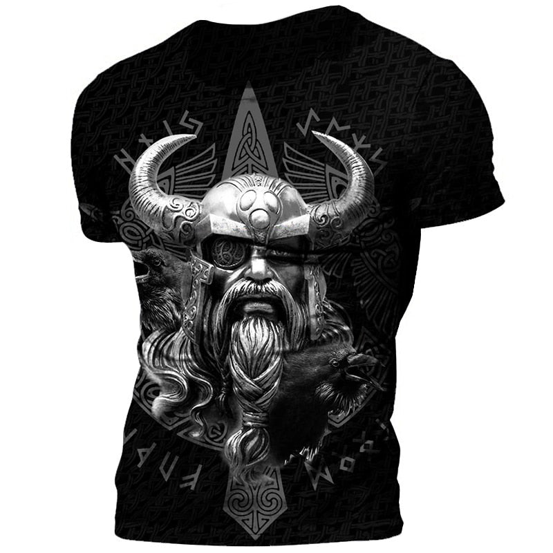 Vikings Herren Tattoo 3D T-Shirt Rundhals Unisex Sommer Streetwear