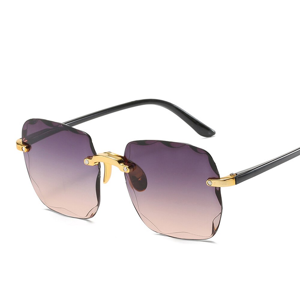Damen Randlose Sonnenbrille Luxus Quadratische Gläser UV400 Brillen Retro Fashion