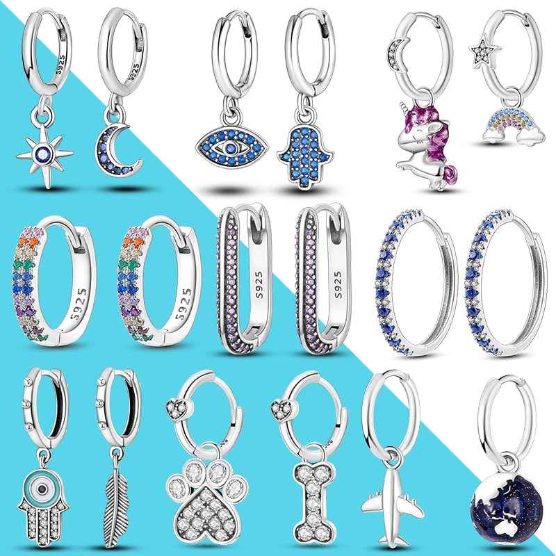 1 Paar Creolen aus 925 sterling Silber Ohrringe Ohrschmuck Zirkonia Ohrstecker