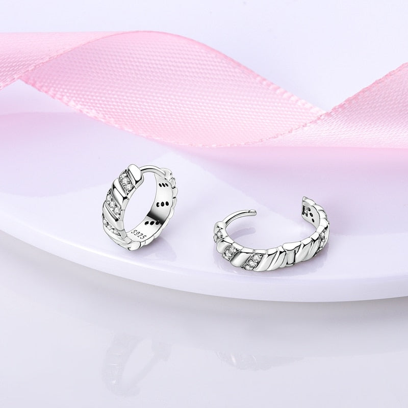 1 Paar Creolen aus 925 sterling Silber Ohrringe Ohrschmuck Zirkonia Ohrstecker