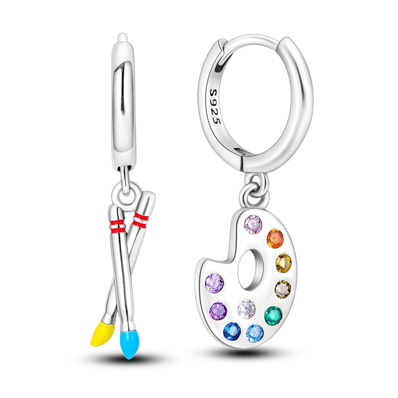 1 Paar Creolen aus 925 sterling Silber Ohrringe Ohrschmuck Zirkonia Ohrstecker