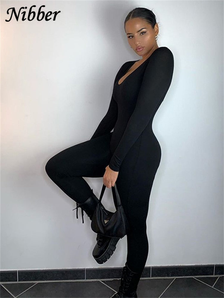 Damen Bodycon Overall Jumpsuit Streetwear Fitness-Strampler Playsuit