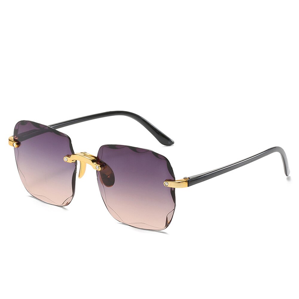 Damen Randlose Sonnenbrille Luxus Quadratische Gläser UV400 Brillen Retro Fashion