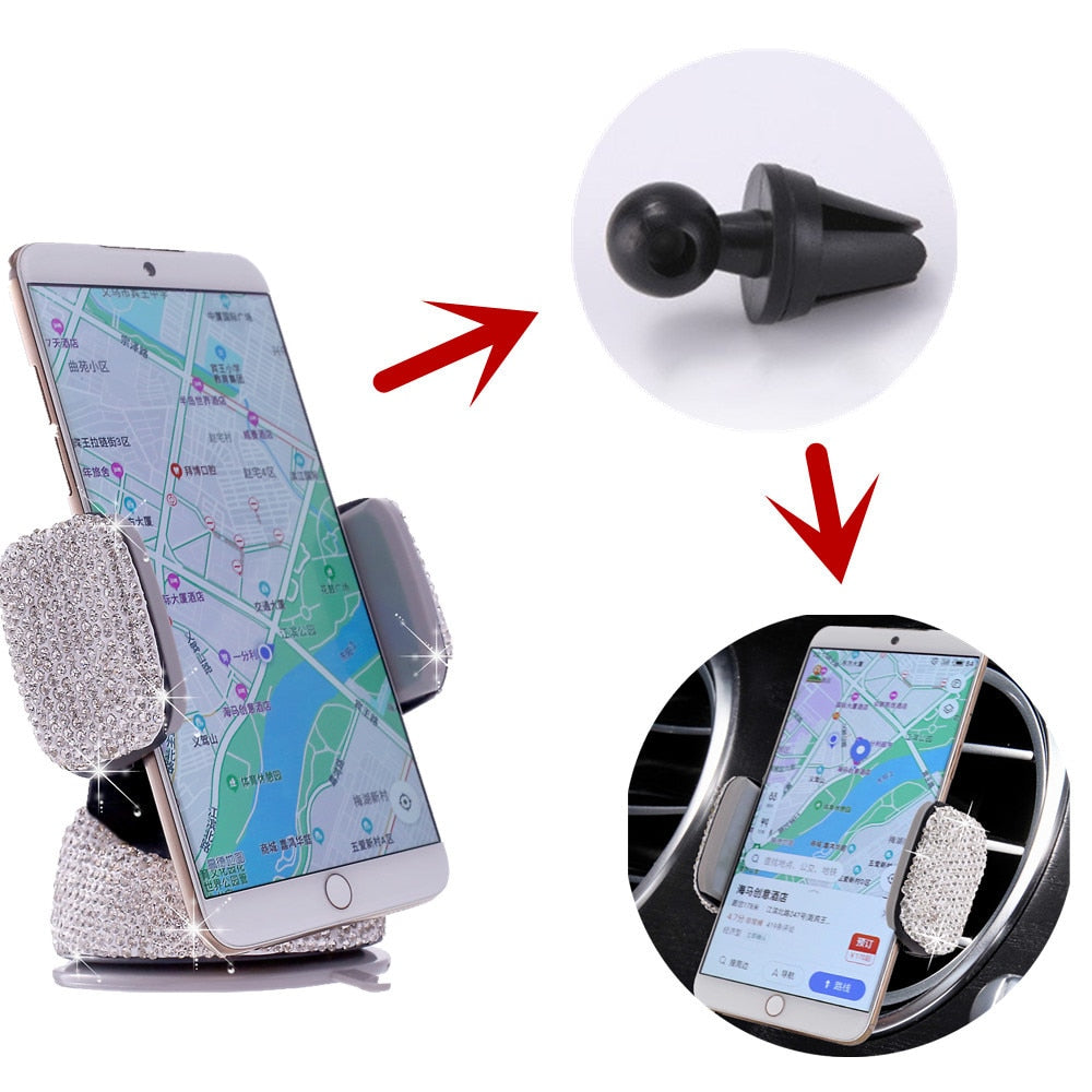 Auto Handy Halterung KFZ Armaturenbrett Smartphone Halter Saugnapf Strass