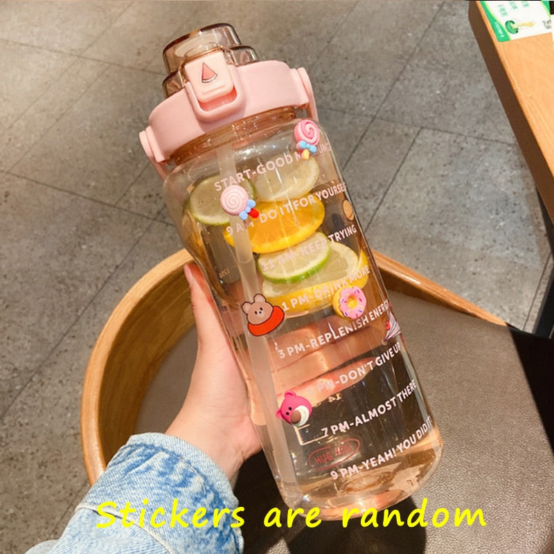 2L Trinkflasche Sportflasche Wasserflasche Getränkeflasche BPA-frei Tritanflasche