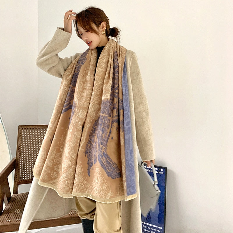 XXL Damen Winterschal Kaschmir Viskose Stola Schlauchschal  Halstuch Strickschal Loop NEU