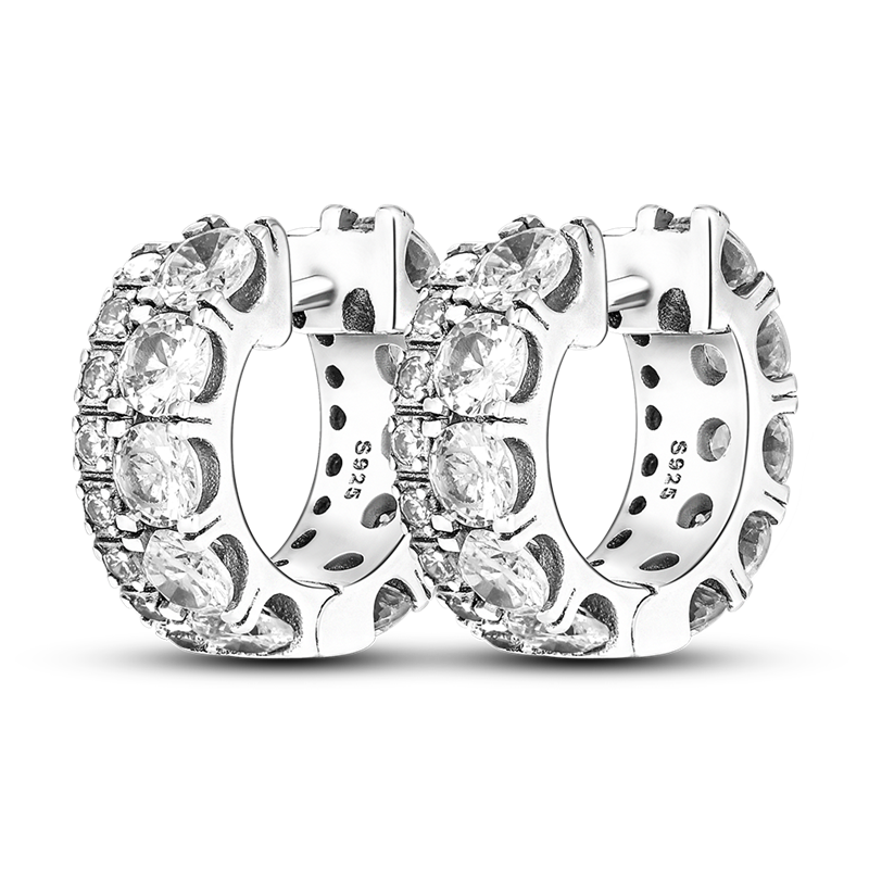 1 Paar Creolen aus 925 sterling Silber Ohrringe Ohrschmuck Zirkonia Ohrstecker