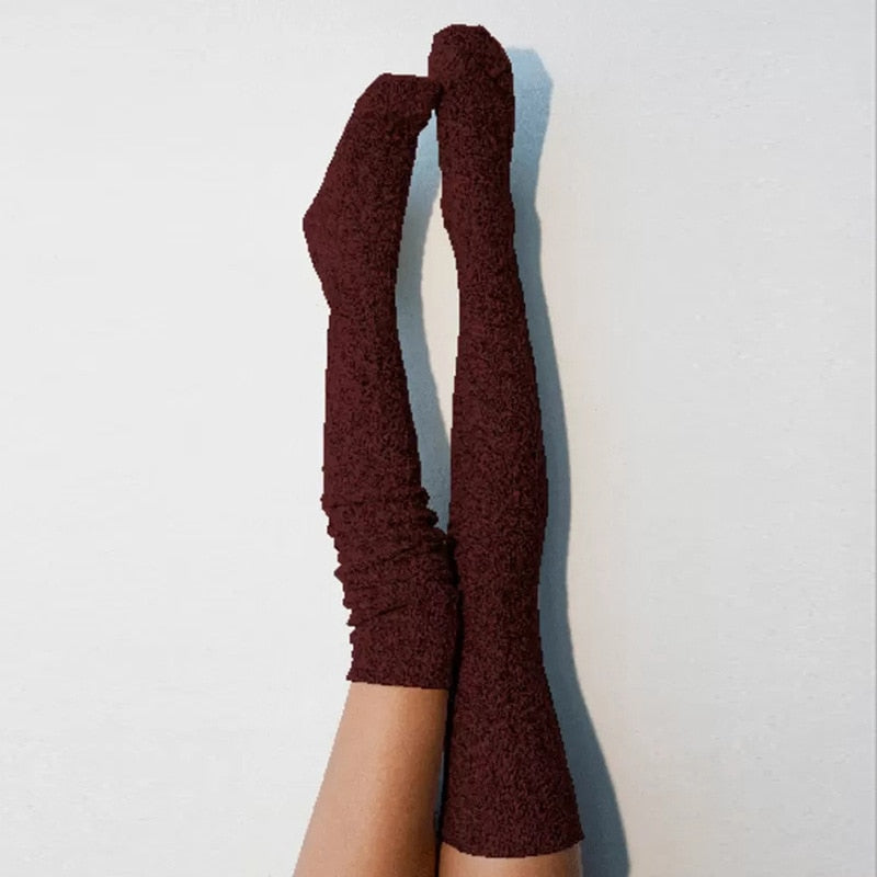 Damen Lange Socken Beinwärmer Stulpen Beinlinge Häkeln Kniestrümpfe Overknees