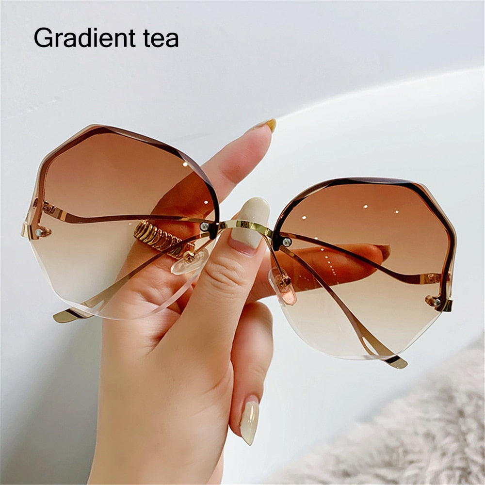 Damen Herren Randlose Sonnenbrille Luxus Shades UV400 Brillen Sonnenbrillen Neu