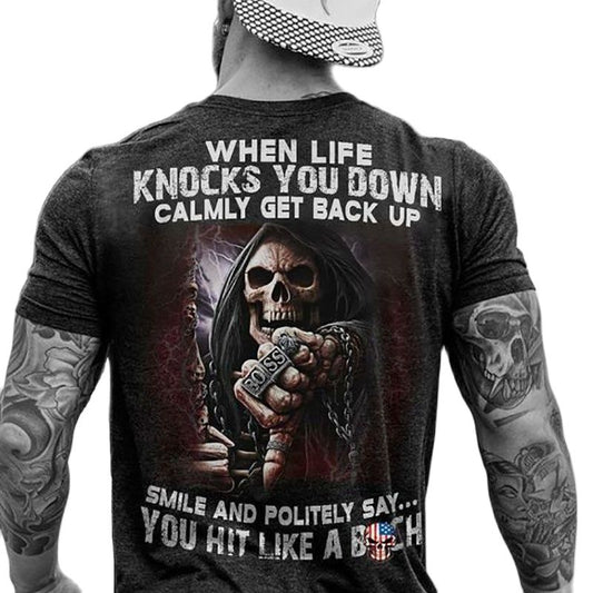 Fashion Herren Vikings Horror Skull 3D T-Shirt Rundhals Unisex Sommer Streetwear