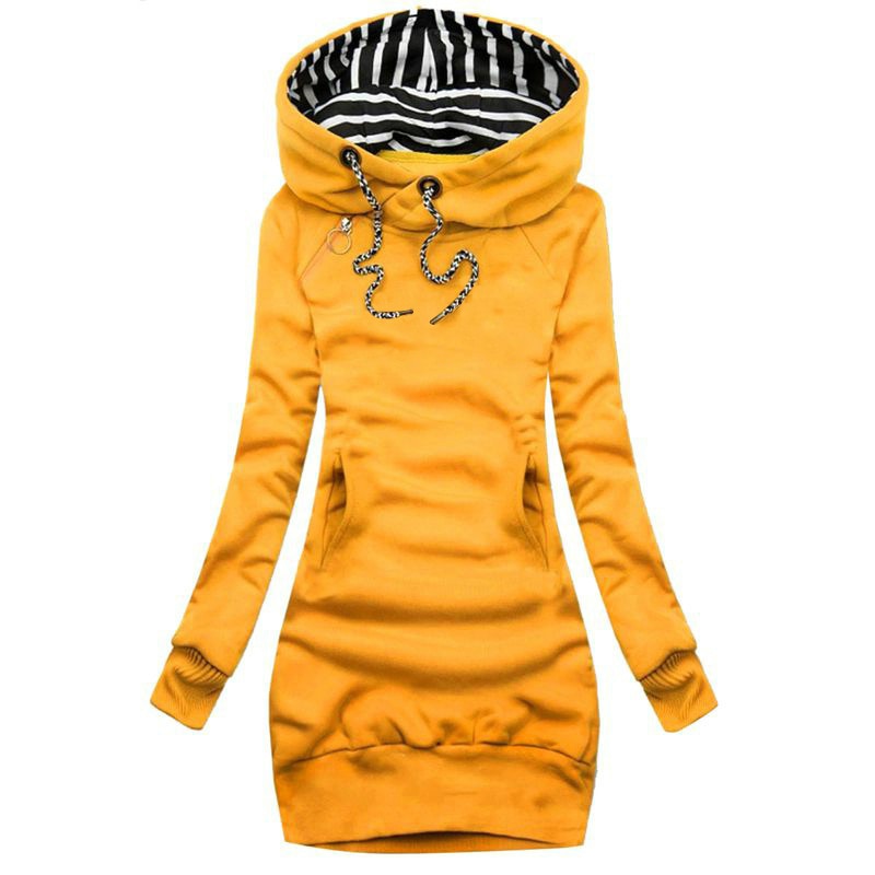 Dame Kapuzenpullover Minikleid Hoodie Sweatshirt Longtops Tunika Jumper Kleid Streetwear