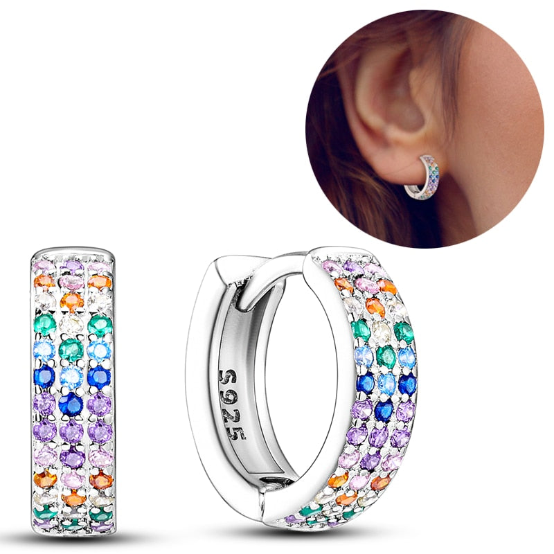 1 Paar Creolen aus 925 sterling Silber Ohrringe Ohrschmuck Zirkonia Ohrstecker