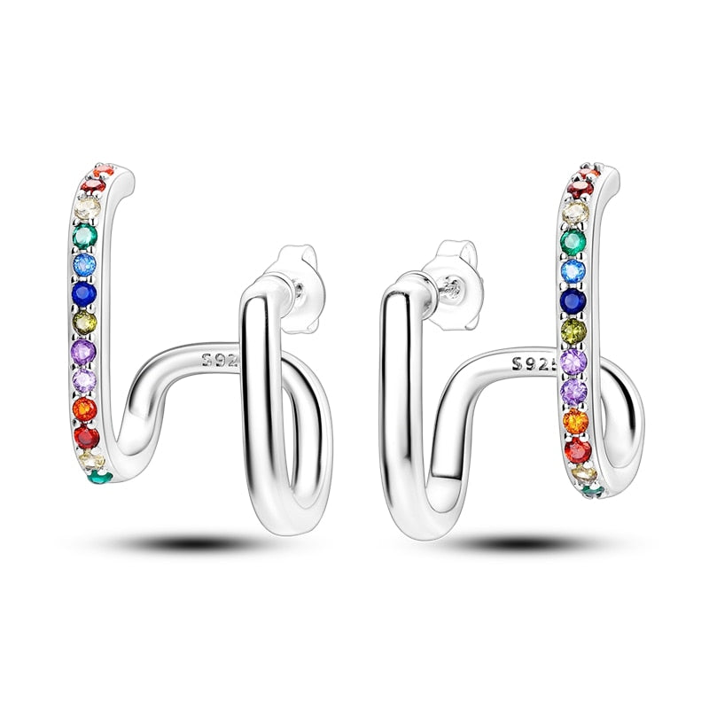 1 Paar Creolen aus 925 sterling Silber Ohrringe Ohrschmuck Zirkonia Ohrstecker