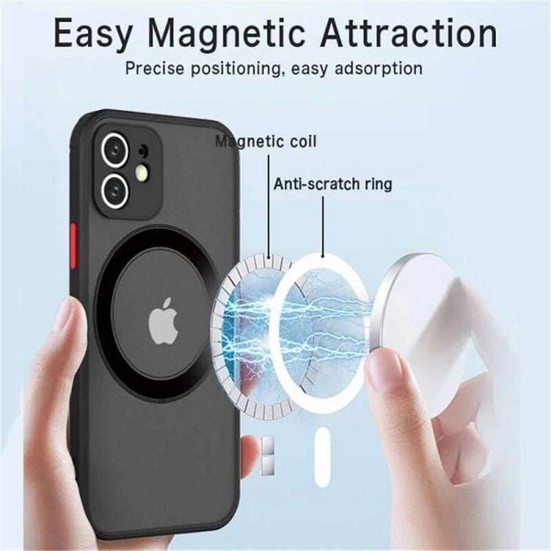 Matte Magnetische Handy Hülle IPhone 14 13 12 11 Pro Fashion Tasche Cove Schutzhülle Cover