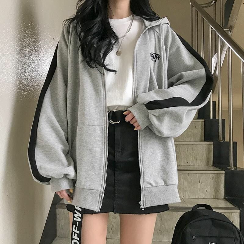 Kapuzenpullover Sweatjacke Zip Hoodie Sweatshirt Pullover Pulli Damen