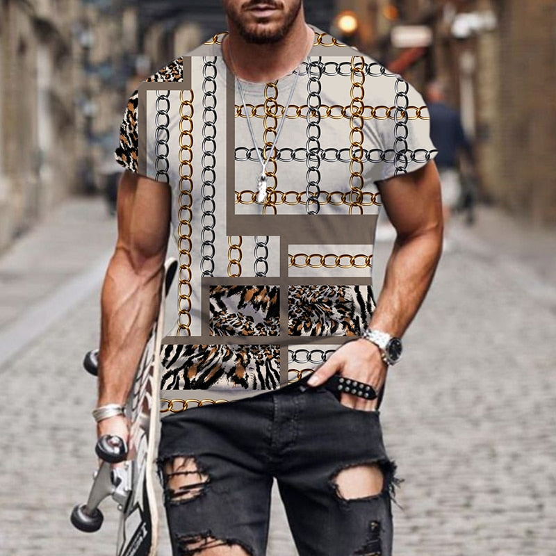 Herren Fashion Barock Stil 3D T-Shirt Rundhals Unisex Sommer Streetwear