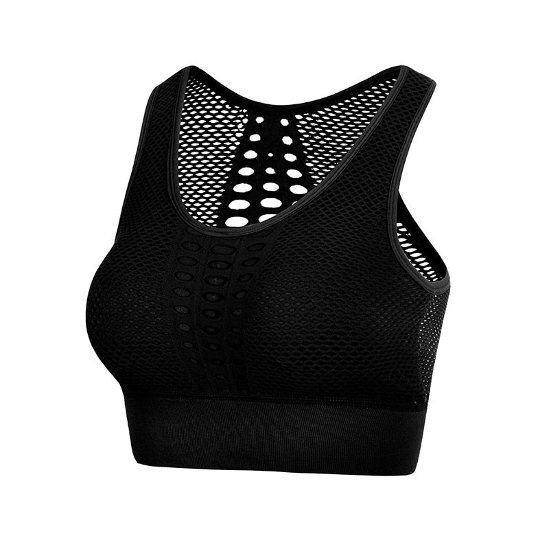 Damen Sport BH ohne Bügel mit push up Atmungsaktiver Microfaser Yoga-BH Nahtlos