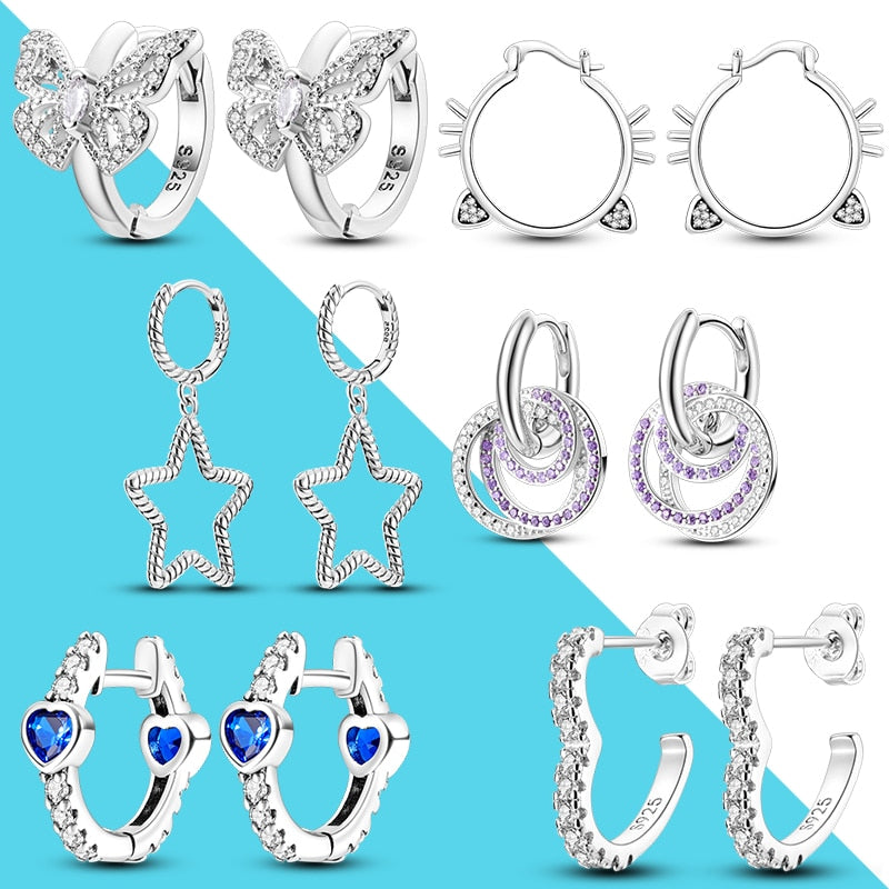 1 Paar Creolen aus 925 sterling Silber Ohrringe Ohrschmuck Zirkonia Ohrstecker