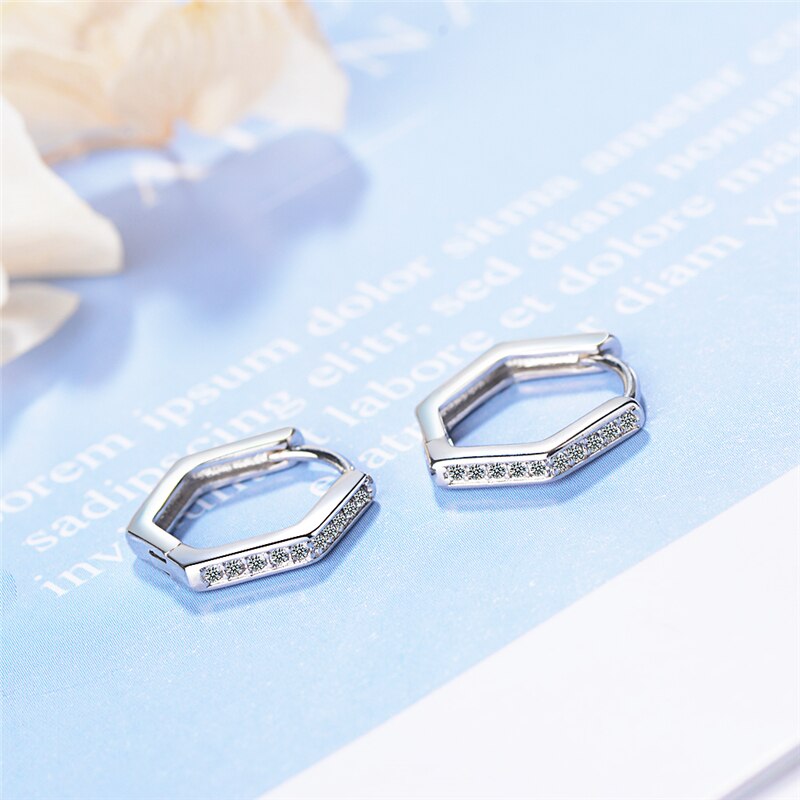 1 Paar Creolen aus 925 sterling Silber Ohrringe Ohrschmuck Zirkonia Ohrstecker