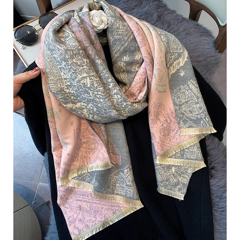 XXL Damen Winterschal Kaschmir Viskose Stola Schlauchschal  Halstuch Strickschal Loop NEU