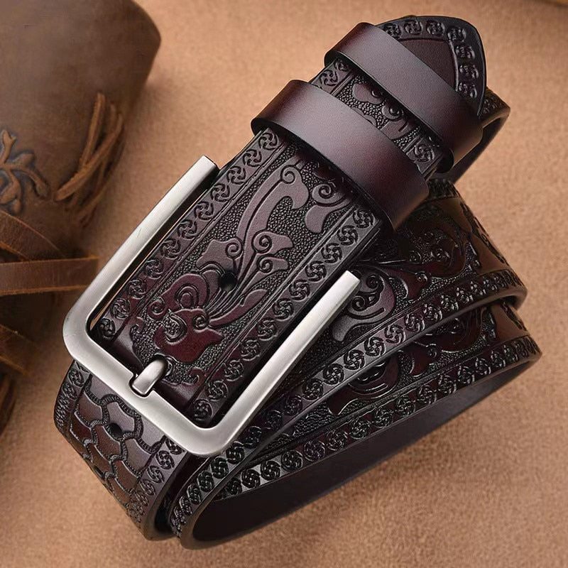 Echt Jeans-Gürtel Herren Damen Echt Leder Gürtel Schnalle Schwarz Braun Fashion NEU