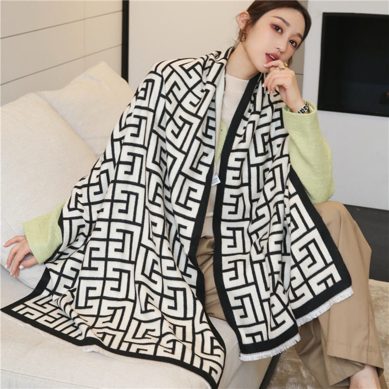 XXL Damen Winterschal Kaschmir Viskose Stola Schlauchschal  Halstuch Strickschal Loop NEU
