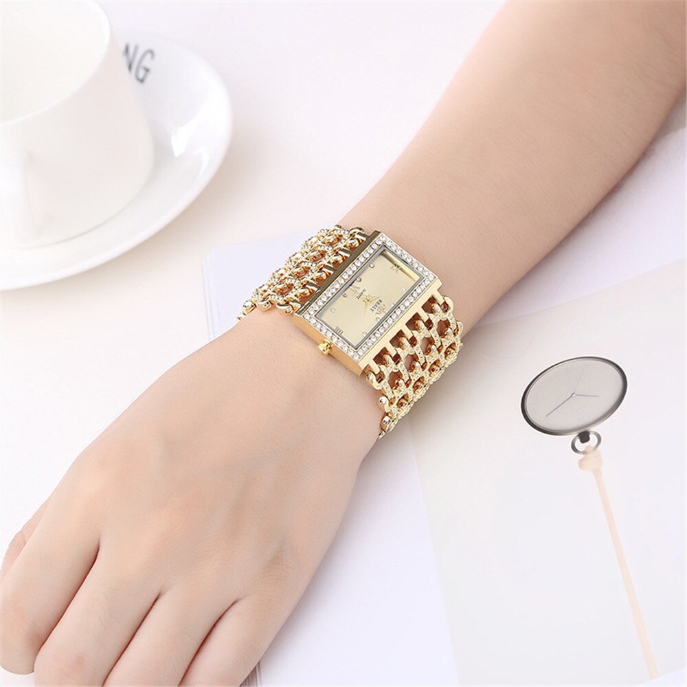 Damen Armband Uhr Mode Fashion Strass Luxus Quartz Business Schmuck
