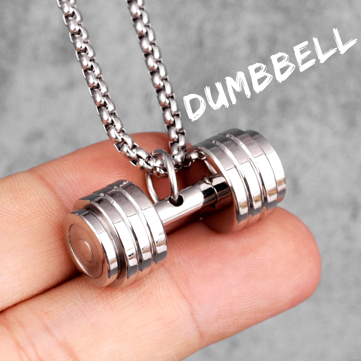 Halskette Anhänger Edelstahl Hantel Scheibe Gewicht Fitness Gym Bodybuilding Schmuck Geschenk