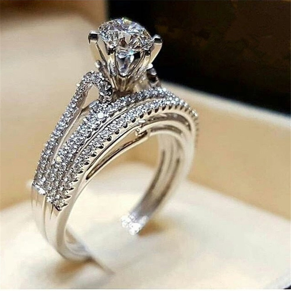 Massiv Sterling Silber 925 Ring filigran Fashion Damenring mit 3A Zirkonia