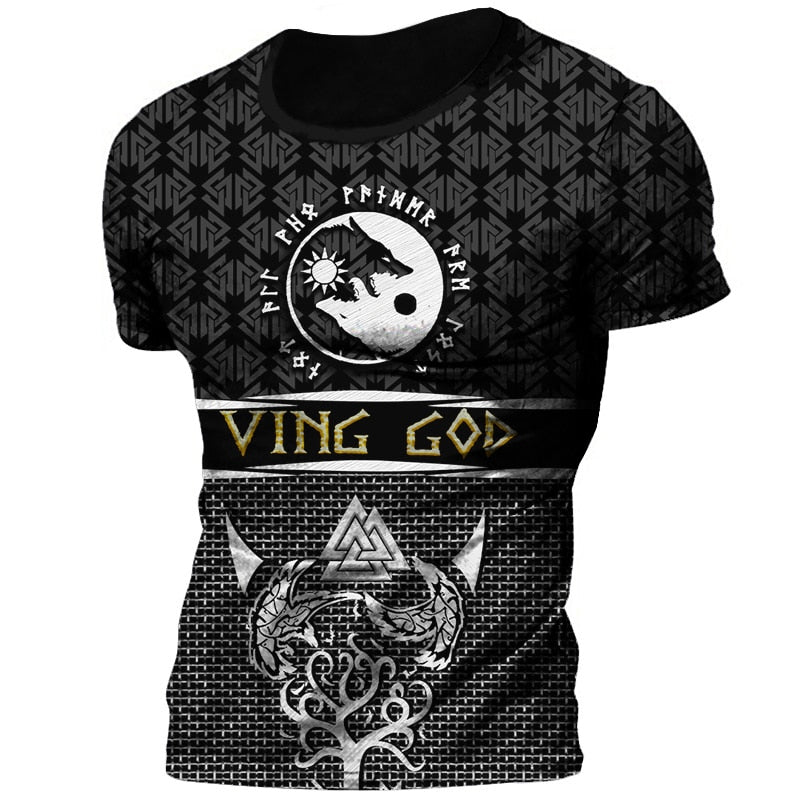 Männer Vikings Symbol Retro Vintage 3D T-Shirt Rundhals Unisex  Streetwear