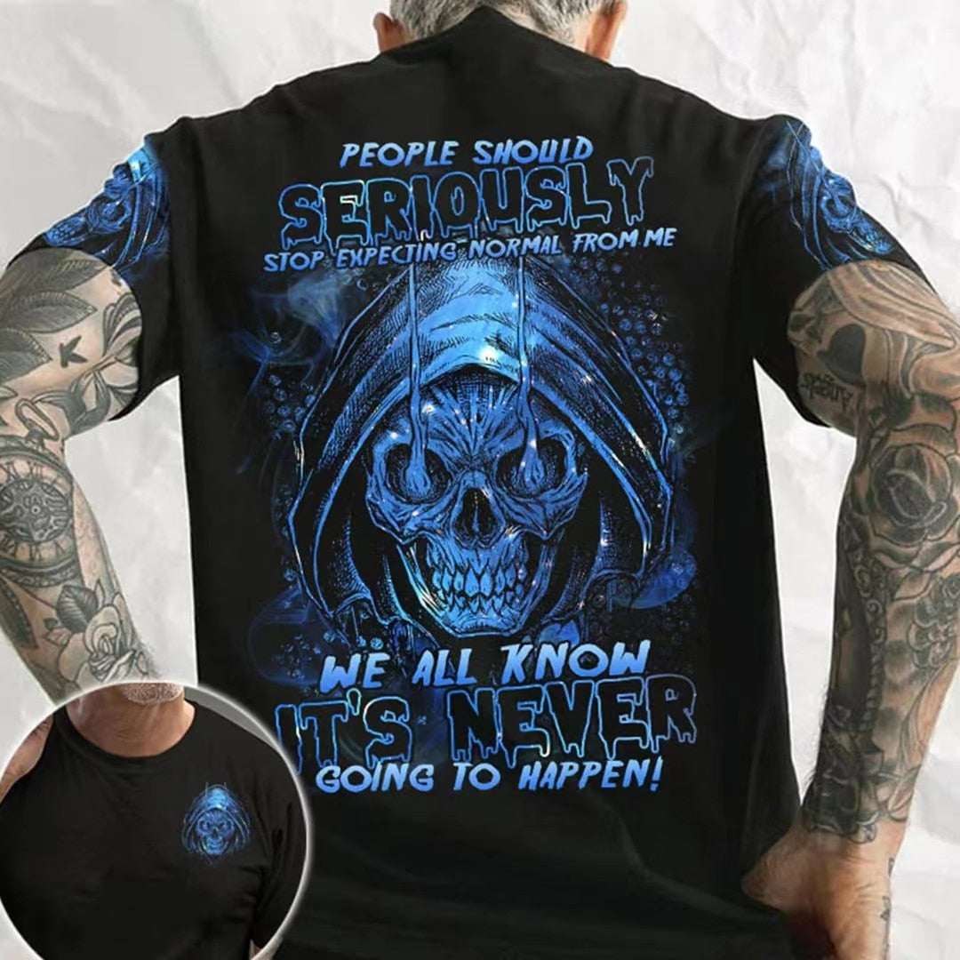 Herren Metal Skull 3D T-Shirt Rundhals Unisex Sommer Streetwear